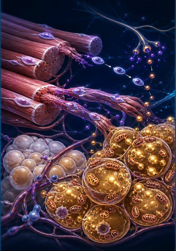 Abstract muscle and adipose tissue illustration