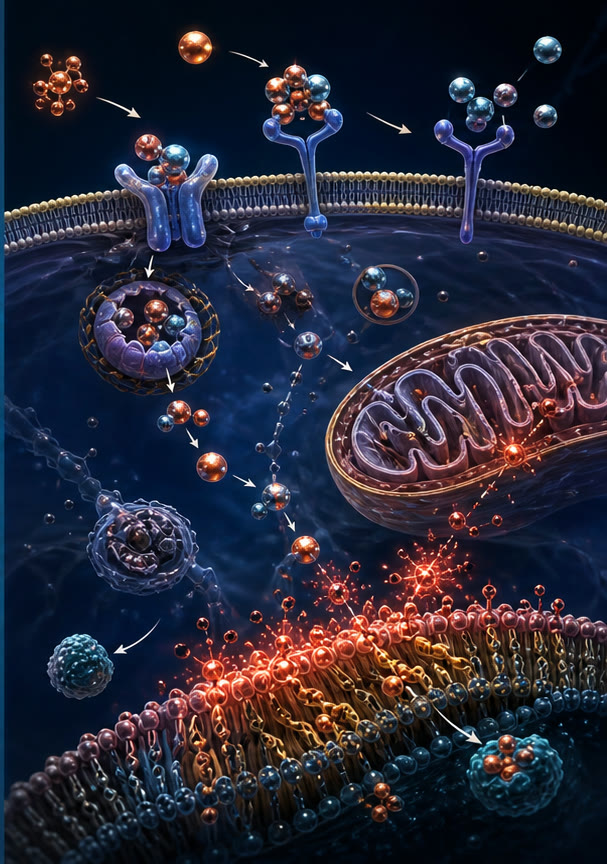 Abstract trace element and cuproptosis illustration